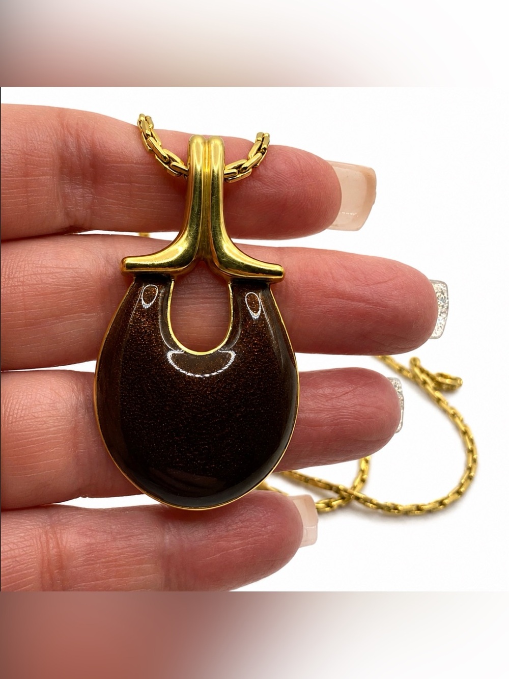JOMAZ Signed Rare Vintage Enameled Pendant Necklace Excellent Shape